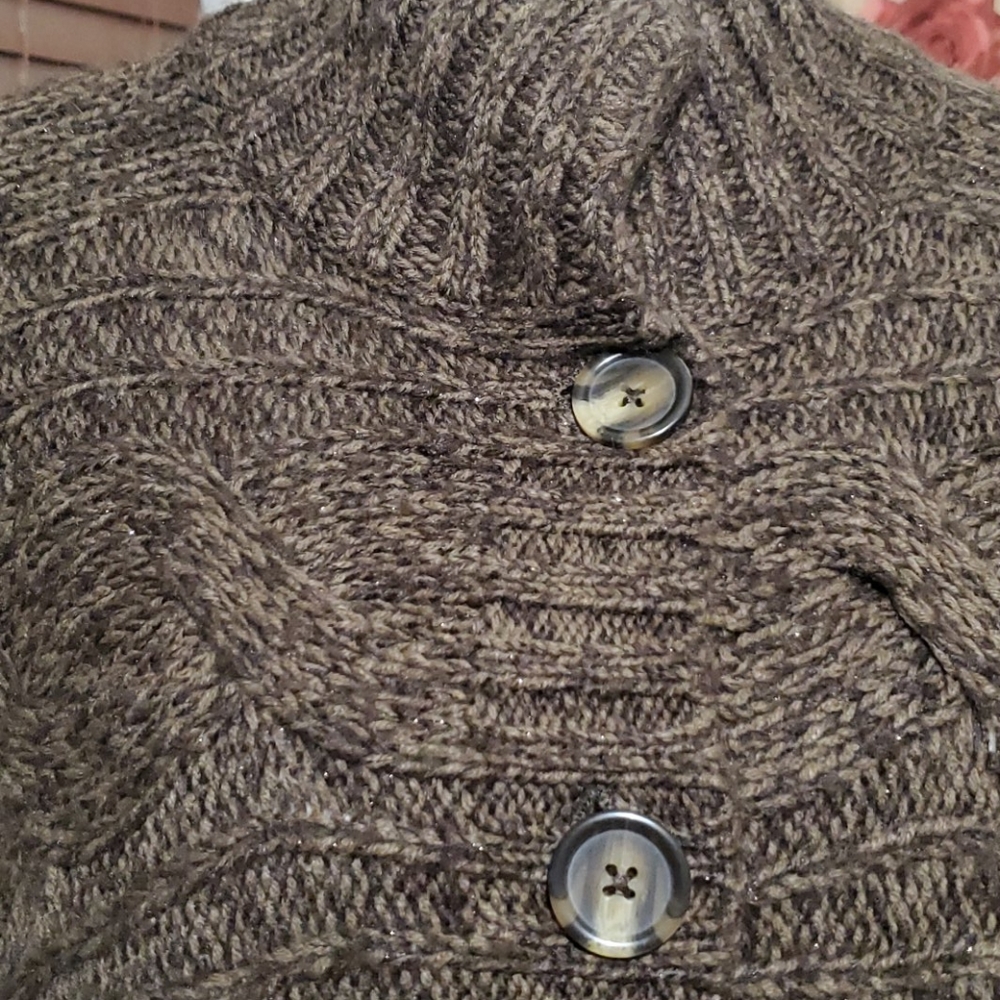 Collared Knit Poncho - Picture 2 of 8